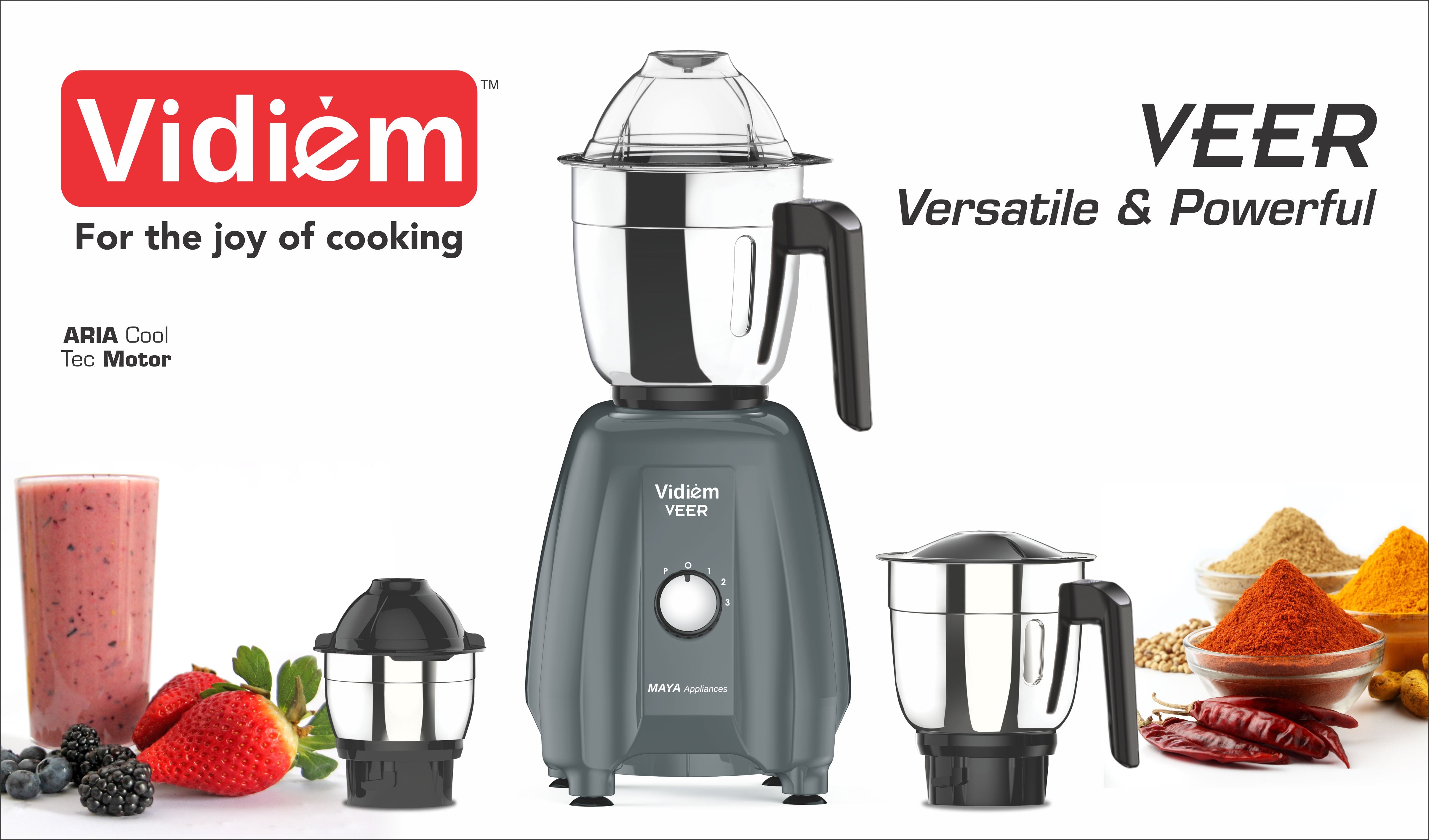 VIDIEM VEER 550 Watts MIXER GRINDER with UL Certified motor -110 VOLTS